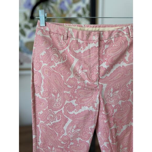 J Crew Women's Pink Paisley Favorite Fit Mid Rise Cotton Crop Ankle Pants Size 6 - Picture 10 of 10
